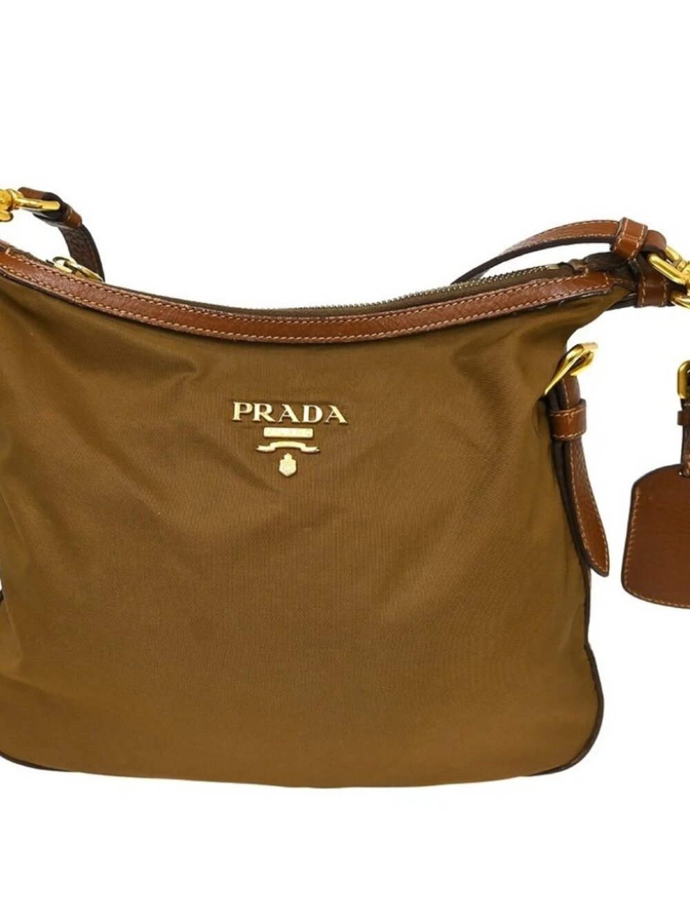 Prada Brown Nylon Shoulder Bag
